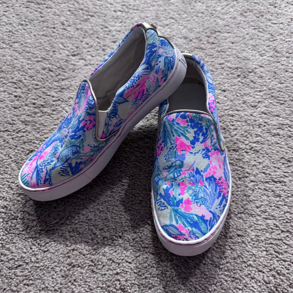 Lilly Pulitzer Julie Canvas Skate Sneakers Tropical Floral Print Women's Size 7 - Picture 2 of 11